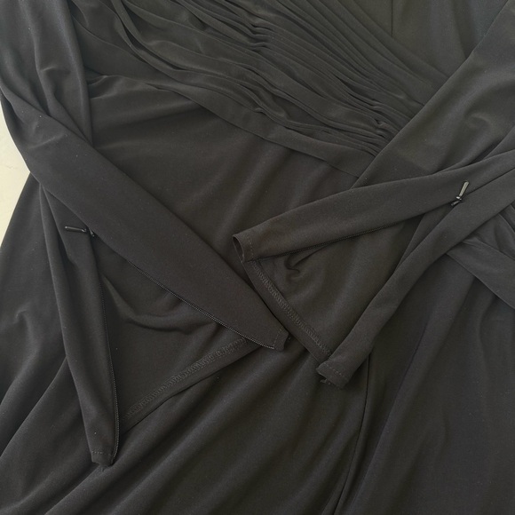 IEENA FOR MAC DUGGAL Black Jersey Asymmetrical Ruched Gown with Rhinestones Sz 8 - Picture 9 of 11